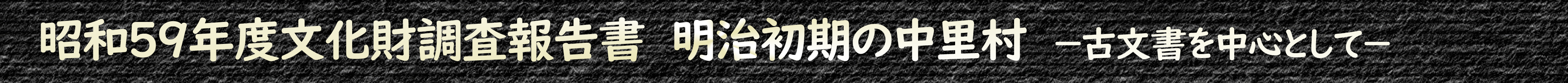 昭和59年度文化財調査報告書明治初期の中里村―古文書を中心として―