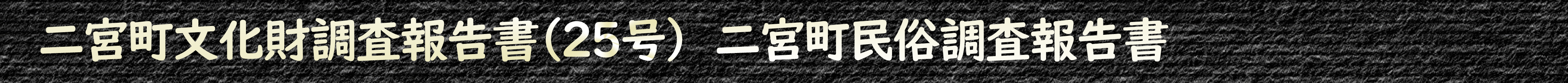二宮町文化財調査報告書(25号) 二宮町民俗調査報告書